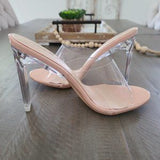 ✨ Clear PVC Block Heel Open Toe Mule Pumps Size 8