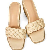 🌴🤎 Braided Espadrille Wedge Slide Sandals – Apricot | Women's US Size 8