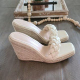 🌴🤎 Braided Espadrille Wedge Slide Sandals – Apricot | Women's US Size 8