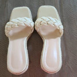 🌴🤎 Braided Espadrille Wedge Slide Sandals – Apricot | Women's US Size 8