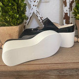 🖤 Beauty Girls Black White Platform Wedge Sandals Sz 7.5/38