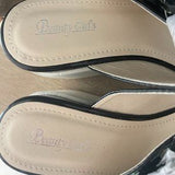 🖤 Beauty Girls Black White Platform Wedge Sandals Sz 7.5/38