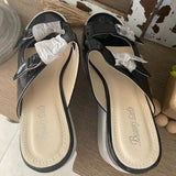 🖤 Beauty Girls Black White Platform Wedge Sandals Sz 7.5/38