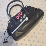 Black Girls’ Carry Bag 🖤 Pink Lettering ✨ Preppy Baguette Zipper Tote 💖