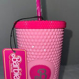 🎀💖 Barbie Pink Pyramid Acrylic Travel Cup w/ Lid & Reusable Straw 💖🎀