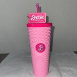 🎀💖 Barbie Pink Pyramid Acrylic Travel Cup w/ Lid & Reusable Straw 💖🎀
