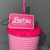 🎀💖 Barbie Pink Pyramid Acrylic Travel Cup w/ Lid & Reusable Straw 💖🎀