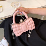 👑 Princess Pink Mini Crossbody Bag Thick Chain Designer Handbag ✨ Pearl Detail
