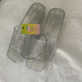 Barbie Glitter Jelly Block Heels ✨ Clear Platform Size 8 US 💖