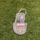 💕 Barbie Clear Jelly Sandals Size 8 Strappy Caged Summer Shoes