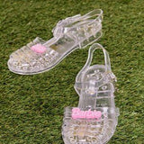💕 Barbie Clear Jelly Sandals Size 8 Strappy Caged Summer Shoes