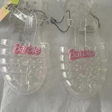 💕 Barbie Clear Jelly Sandals Size 8 Strappy Caged Summer Shoes