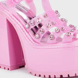 Self-Love Club Platform Heels 💖 Pink Rhinestone Size 8 US ✨