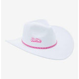 Barbie White Cowboy Hat 🤠✨ Pink Logo & Studded Band Fashion Accessory 💖
