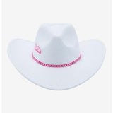 Barbie White Cowboy Hat 🤠✨ Pink Logo & Studded Band Fashion Accessory 💖