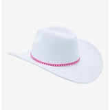 Barbie White Cowboy Hat 🤠✨ Pink Logo & Studded Band Fashion Accessory 💖