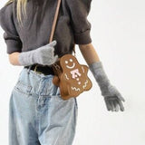 🎃 Women’s Unique Niche Shaped Bag – Gingerbread Man Cookie Person Crossbody 🍪
