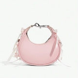 Pink Bowknot Top Handle Crossbody Bag – Lace-Up Ballet Style Y2K Retro Teen