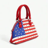 Viva Strut USA Flag Top Handle Bag | Y2K Retro Rivet Purse | Preppy Street Style