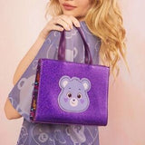 Purple Care Bears Cartoon Handbag – Cute & Fun Bag 🐻💜