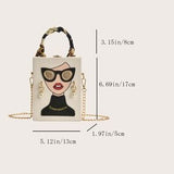 White Mini Basketball Letter Print Chain Crossbody Bag – Cartoon Box Purse 🤍🏀✨