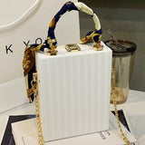 White Mini Basketball Letter Print Chain Crossbody Bag – Cartoon Box Purse 🤍🏀✨