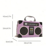 Purple Radio Handbag 🎵 Box Bag Mini Purse ✨ Turn-Lock Chain Strap 💜