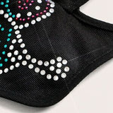 Black Rhinestone Butterfly Halter Top 🦋✨ Backless Party Crop