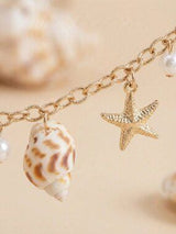 Gold Starfish & Pearl Seashell Waist Chain Boho Beach Body Jewelry