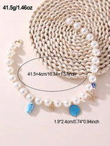 🤍⭐ Elegant Faux Pearl Beaded Necklace with Starfish Charm ⭐🤍