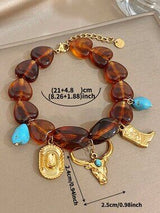 🤠✨ Western Cowboy Charm Bracelet – Gold & Turquoise Boho Style ✨🤠