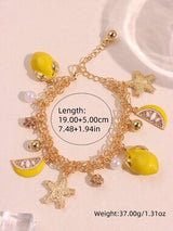🍋✨ Cute Lemon & Star Charm Bracelet – Beachy Boho Tassel Jewelry ✨🍋
