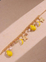 🍋✨ Cute Lemon & Star Charm Bracelet – Beachy Boho Tassel Jewelry ✨🍋