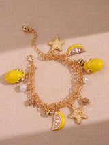 🍋✨ Cute Lemon & Star Charm Bracelet – Beachy Boho Tassel Jewelry ✨🍋