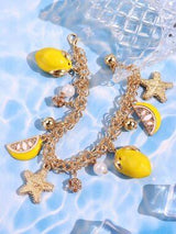 🍋✨ Cute Lemon & Star Charm Bracelet – Beachy Boho Tassel Jewelry ✨🍋
