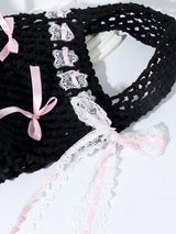 Colorful Straw Mini Top Handle Bag Sequins Bow Vacation Party Purse
