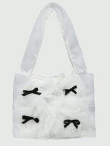 Cute Bow Mesh Shoulder Bag Ballet Style Square Mini Valentine Bag
