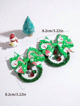 Cute Santa Claus Bow Christmas Earrings Colorful Holiday Party Jewelry
