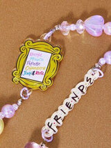 Handmade Purple Beaded Phone Chain Cute Mobile Lanyard Strap Charm
