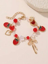 Cute Cherry Strawberry Bow Heart Flower Bracelet Women Jewelry
