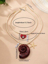 🐚 Boho Starfish Necklace Set Beach Vacation Layered Jewelry