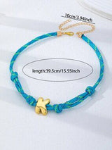 💙💛 Blue & Yellow Striped Braided Initial K Necklace Gold Bubble Letter Choker