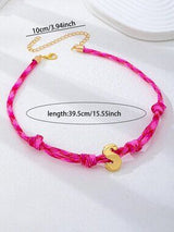 💗💖 Fuchsia & Pink Braided Initial S Necklace Gold Bubble Letter Choker