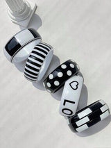 🤍🖤 Retro Black & White LOVE Geometric Wide Bracelet