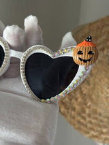 🎃 Rhinestone Pumpkin Halloween Cat Eye Sunglasses Statement Shades