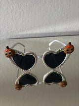 🎃 Rhinestone Pumpkin Halloween Cat Eye Sunglasses Statement Shades