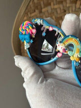 🌈🍭 Rainbow Candy Heart Sunglasses Blue Kawaii Shades 🎀