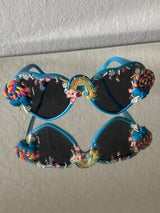 🌈🍭 Rainbow Candy Heart Sunglasses Blue Kawaii Shades 🎀