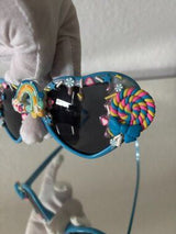 🌈🍭 Rainbow Candy Heart Sunglasses Blue Kawaii Shades 🎀