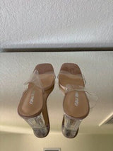 ✨ Public Desire Clear Block Heel Mule Sandals UK6 US8